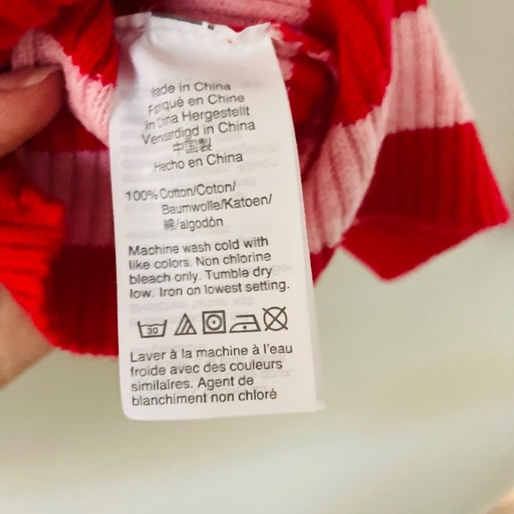 J. Crew Crewcuts Red & Blush Ruffle Turtleneck Ribbed Sweater - Picture 4 of 6